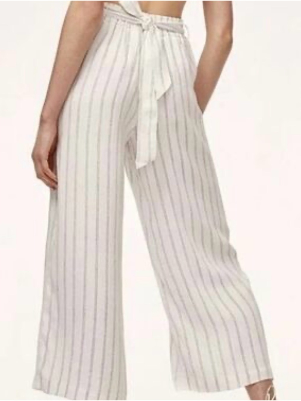 Aritzia Wilfred Faun Striped Wide Leg Crop Pant - Striped White